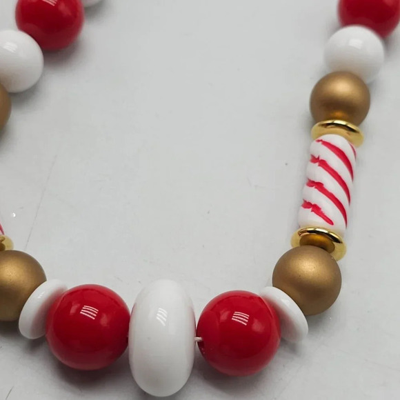 Vintage AVON 1990 Port of Call Red & White Acrylic Bead Necklace 25 in - Picture 4 of 5